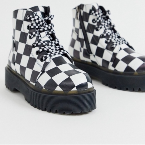 YRU Shoes - YRU Slayr Checkerboard Combat Boots Size 7 ❤️
